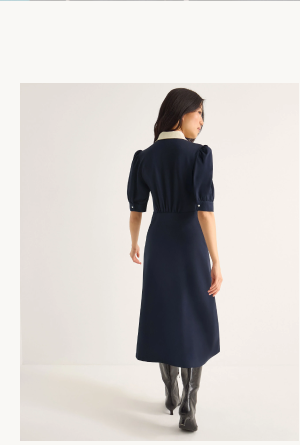 Clay Collar Jersey Midi Dress Blue