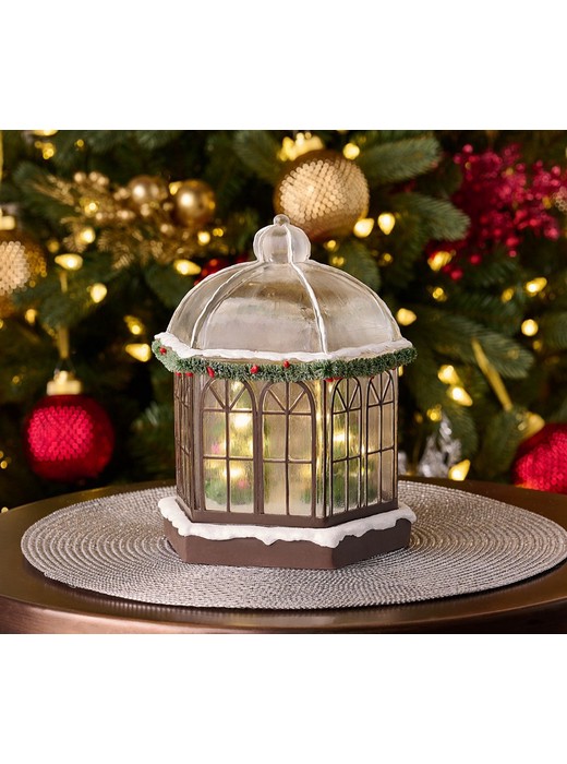 ShWk 8/4 Illuminated Snow-Dusted Gazebo by Valerie