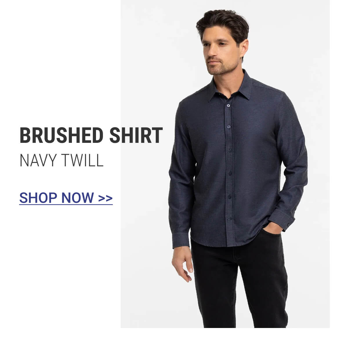 Navy Twill Brushed Shirt