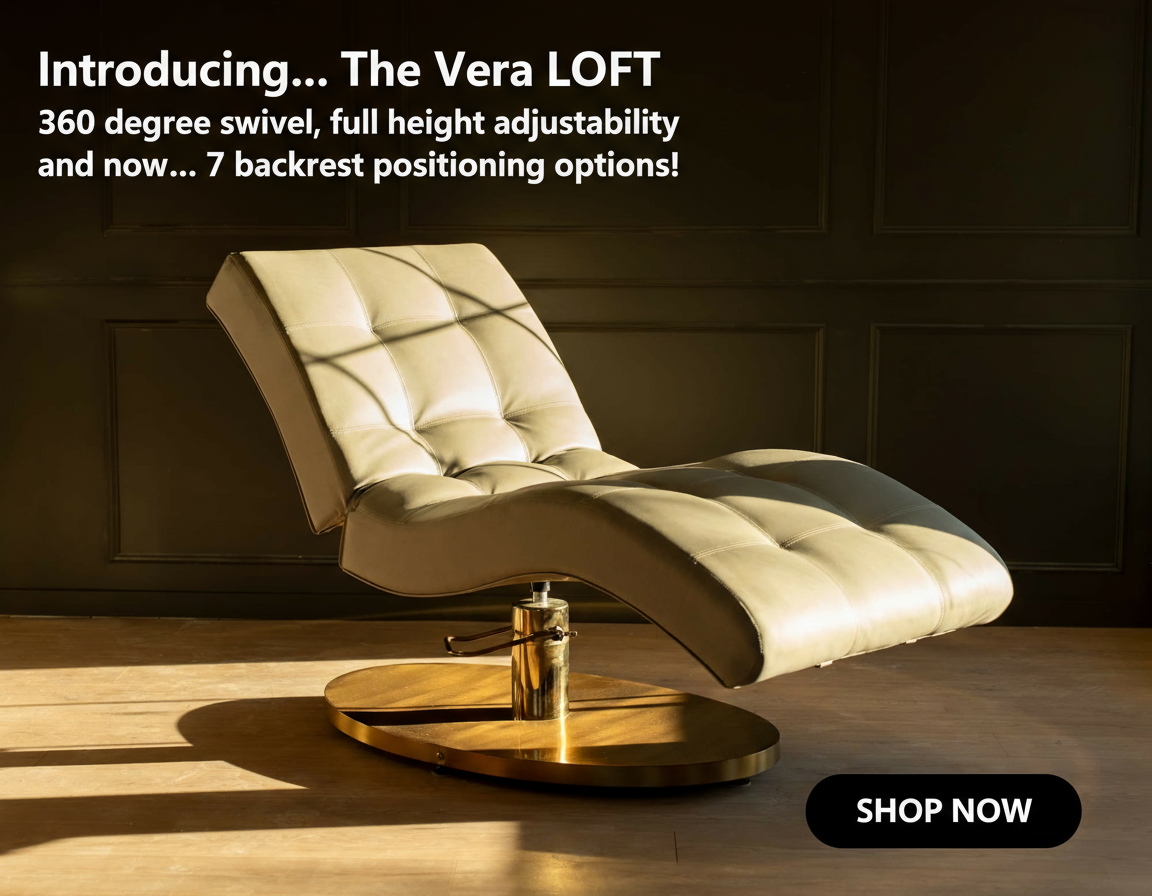 an image of a white chair with a gold base and a black background