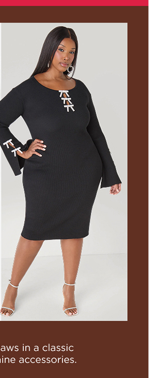 Cutout Crystal Bows Sweater Dress