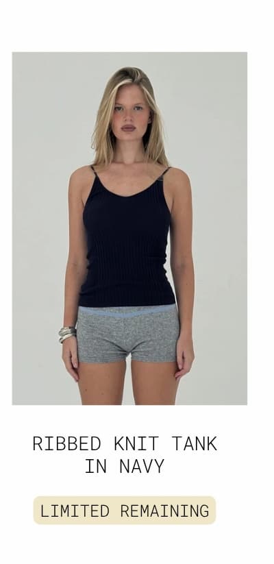 Ribbed Knit Tank in Navy