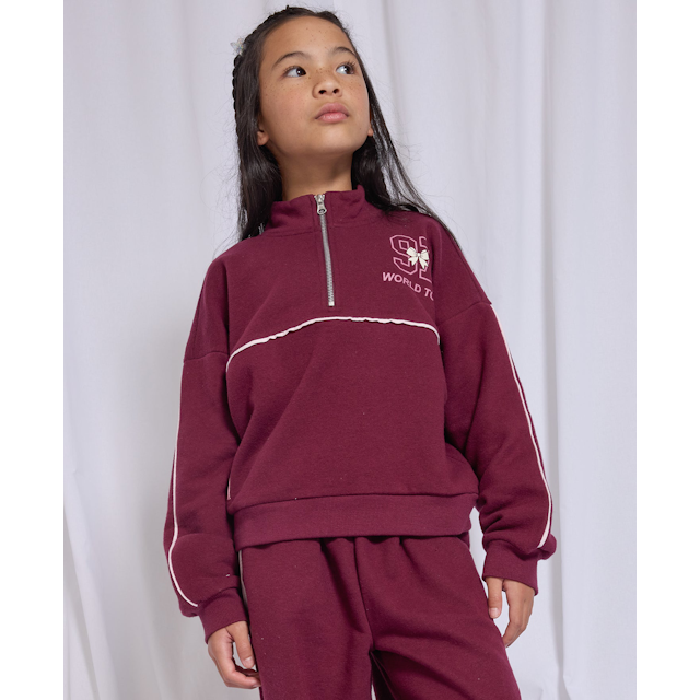 Kids' Sporty Piped Panel 1/4 Zip Sweatshirt