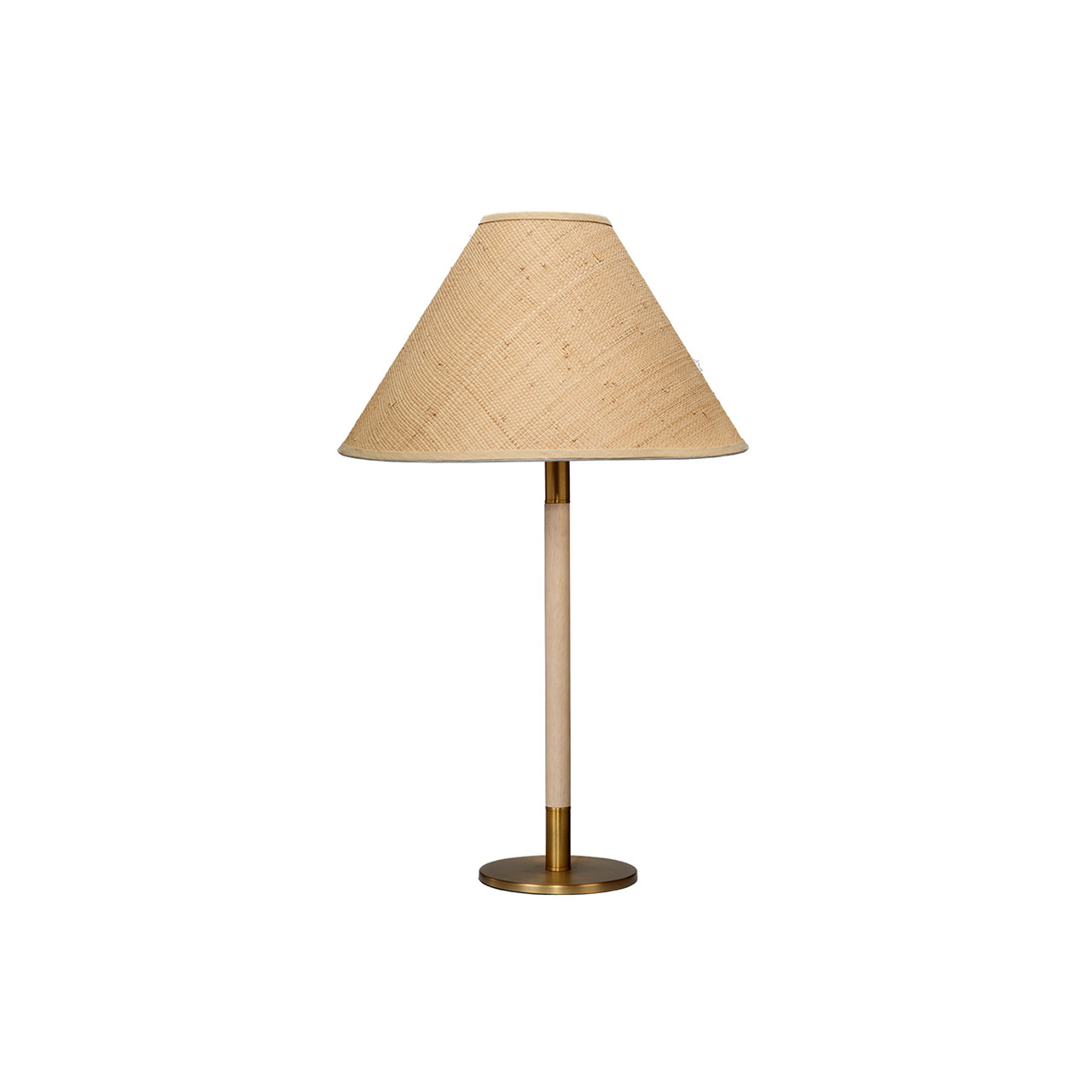 Image of Milo Wood and Metal Table Lamp with Raffia Shade