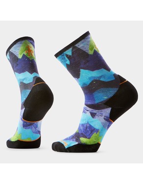 Trail Run Summit Sector Print Crew Socks-Nightfall Blue / L