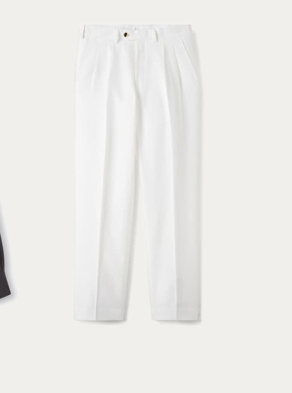 White Positano Wide Leg Cotton and Linen Trouser