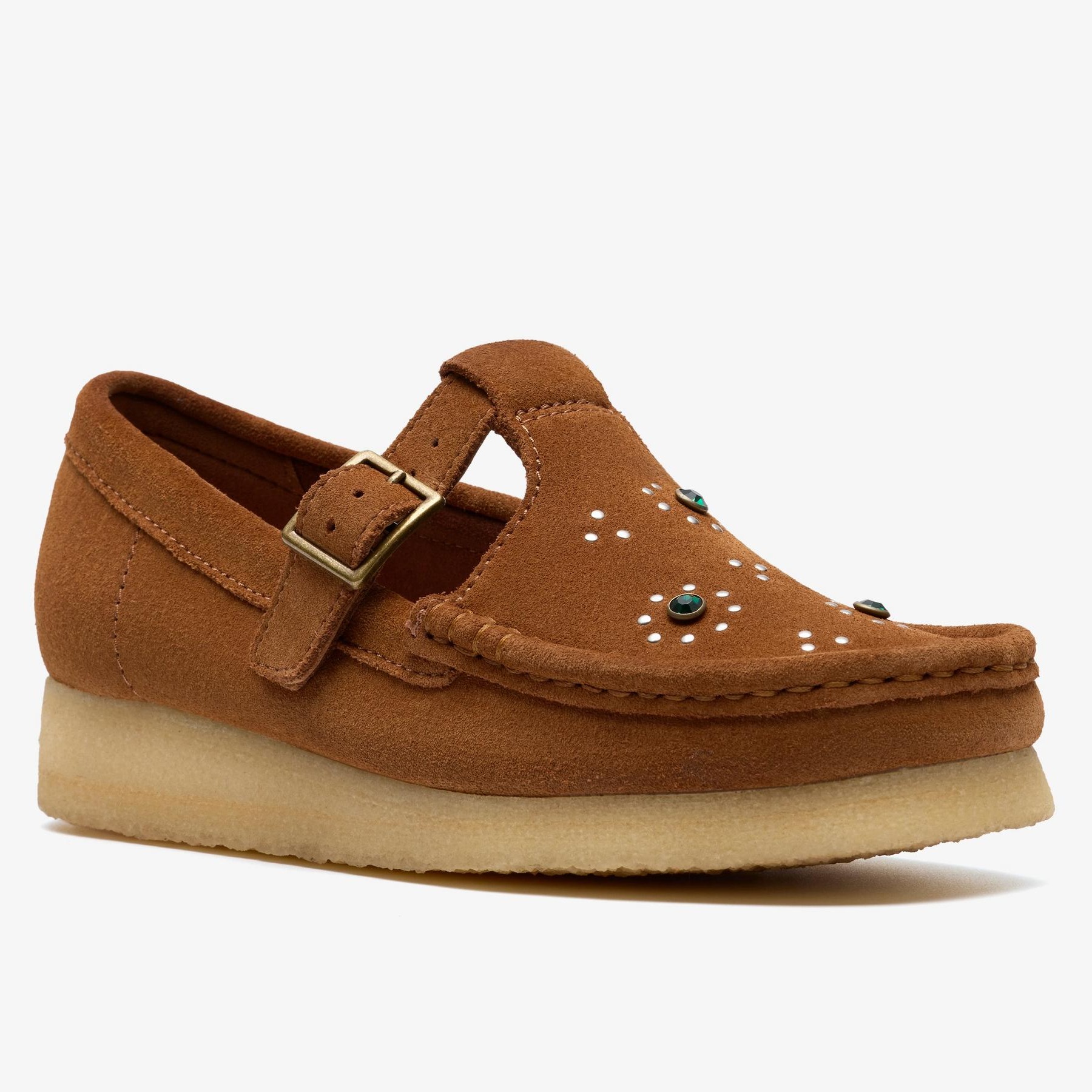 Shop Wallabee T Bar Brown/Orange Suede