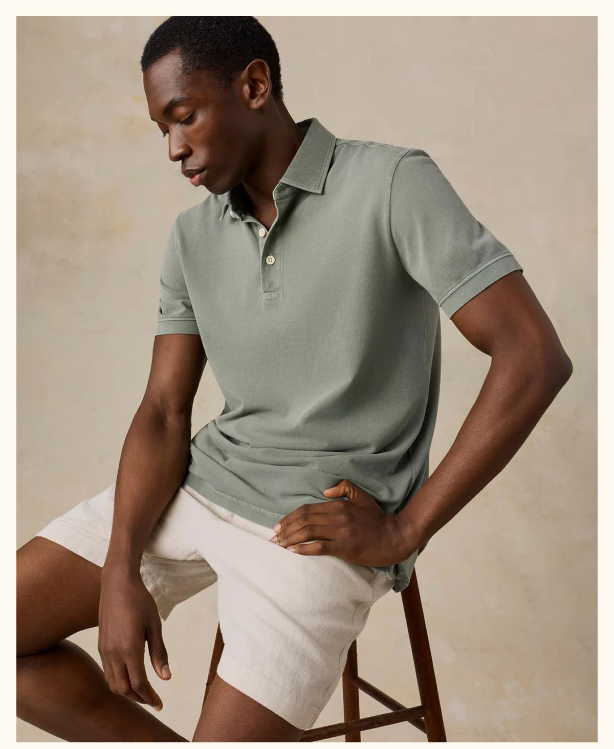 Short-Sleeve Sunwashed Pique Polo - Coastal Sage