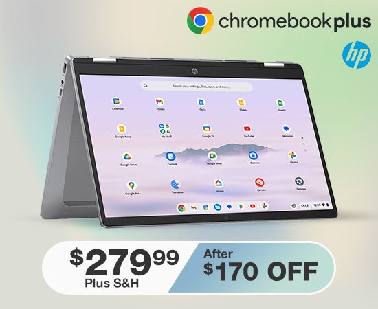 HP Chromebook Plus 14-inch 2-in-1 FHD Laptop with Google AI and Intel Core i3 Processor
