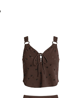 Beaded Knit Lace-Up Tank Top