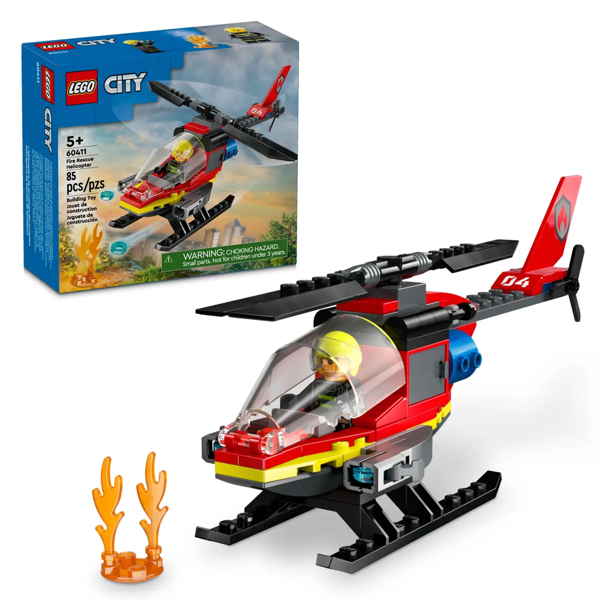 Image of LEGO City Fire Rescue Helicopter 60411, (85-pieces)