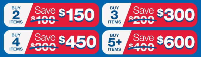 Shop Costco Direct
Buy 2 - Save $150 
Buy 3 - Save $300
Buy 4 - Save $450
Buy 5+ - Save $600
