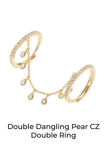 Double Dangling Pear CZ Double Ring
