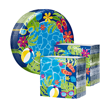 Artstyle Paper Plate and Napkin Bundle, Summer Sun, 200-Count
