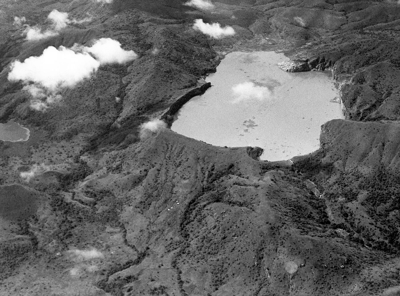 Aerial view of Lake Nyos after the 1986 disaster