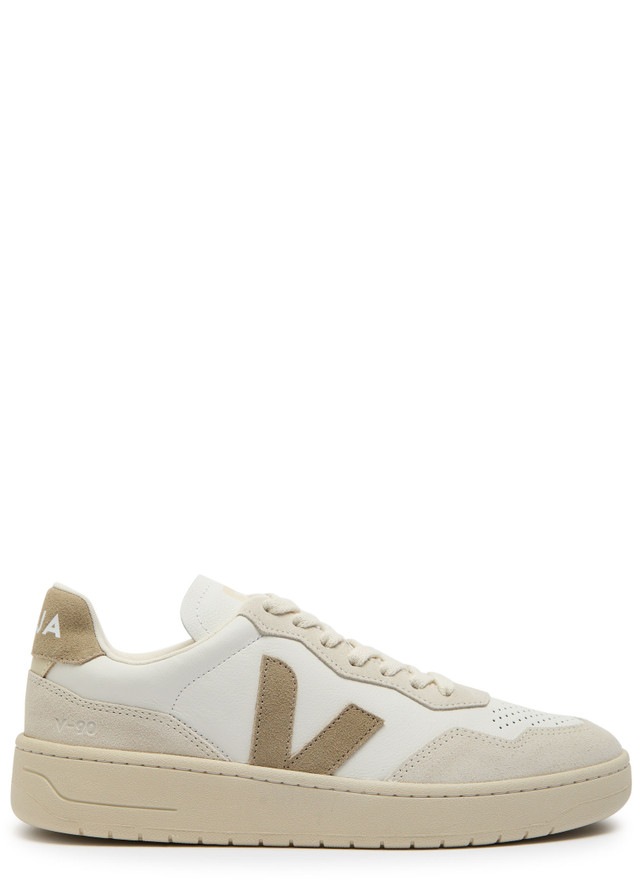 VEJA V-90 panelled grained leather sneakers