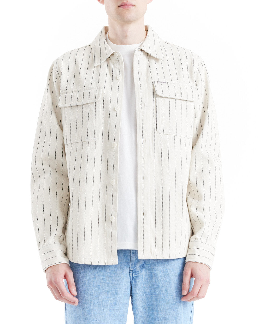 Image of Vacay Stripe Denim Shirt - Natural