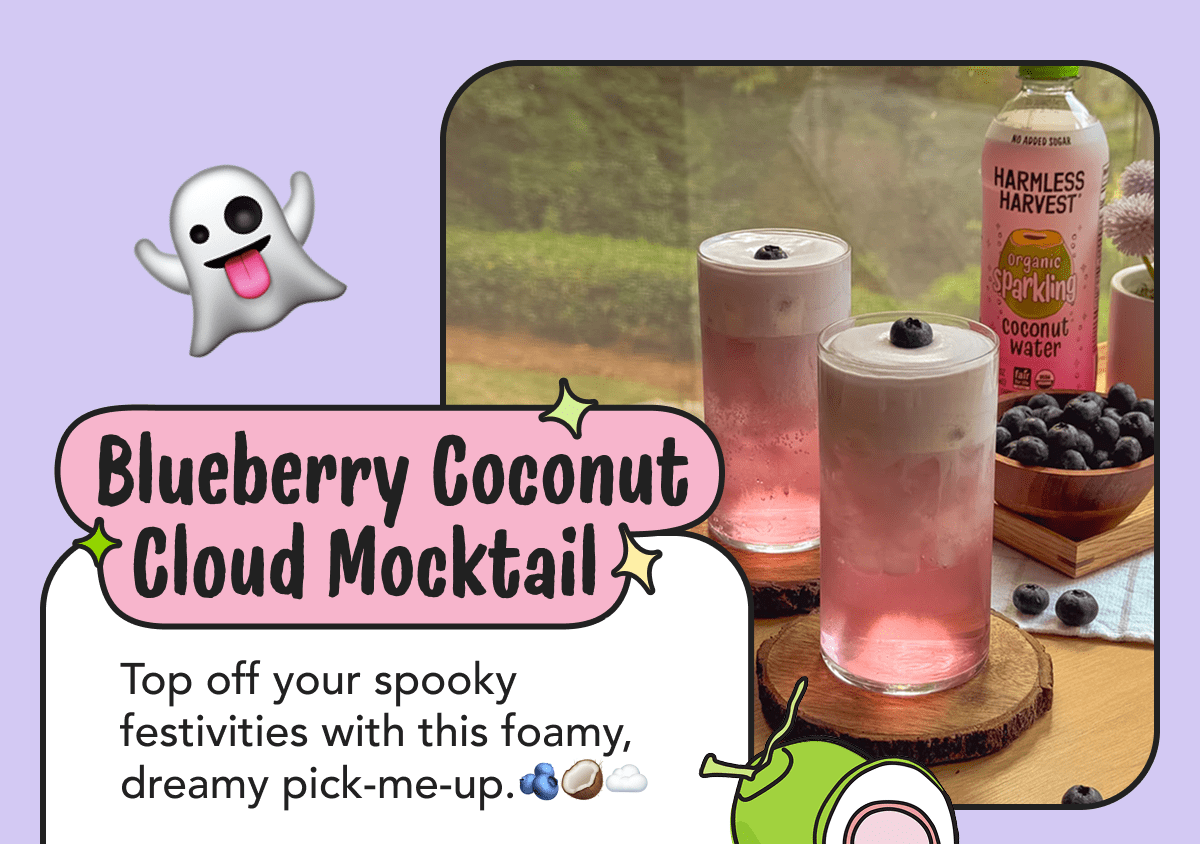 Blueberry Coconut cloud Mocktail | Top off your spooky festivities with this foamy, dreamy pick-me-up.