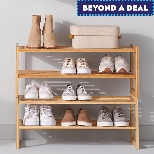 The Container Store 2-Tier Bamboo Stackable Shoe Rack