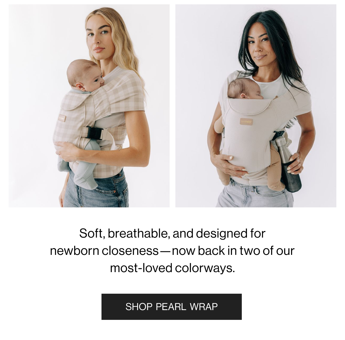Soft, breathable, and designed for newborn closeness-now back in two of our most-loved colorways. - Shop Pearl Wrap