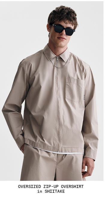 Oversized Zip-Up Overshirt Shiitake