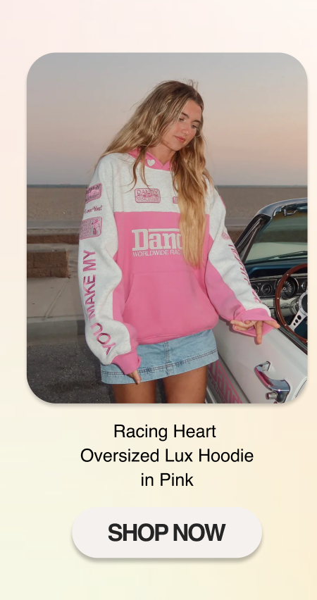 "Racing Heart" Oversized Lux Hoodie in Pink