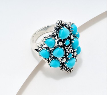 American West Sterling Silver Sleeping Beauty Turquoise Cluster Ring