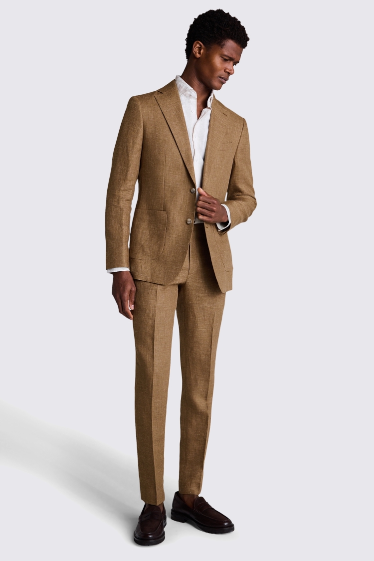 Tailored Fit Gold Linen Suit Jacket
