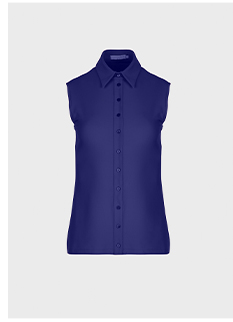 Dark Navy Sleeveless Jersey Button Down Shirt