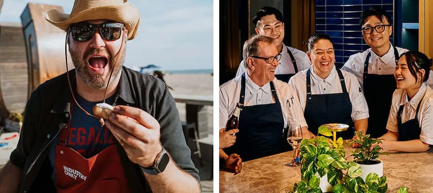 Chefs wearing the Cargo Crew Banjo Chef Apron