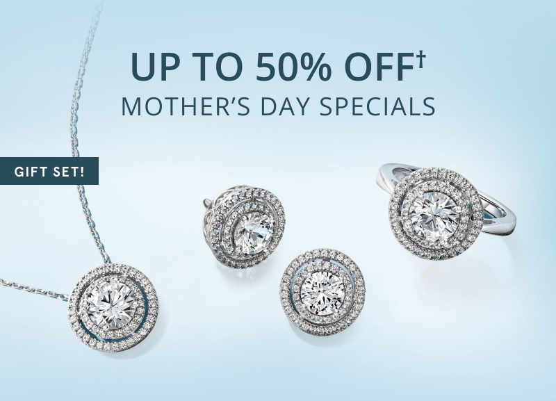 Diamond Pendant Necklace, Stud Earrings, and Matching Ring Gift Set. Up to 50% Off. Now $129,99, save $270. Click shop now.