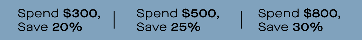 AETHER's Black Friday Sale: Spend $300, Save 20%, Spend $500, Save 25%, Spend $800, Save 30% 