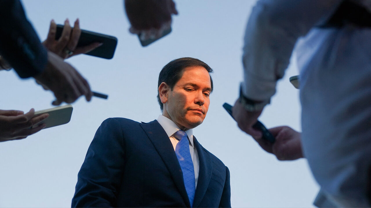 US Secretary of State Marco Rubio speaks to the press.