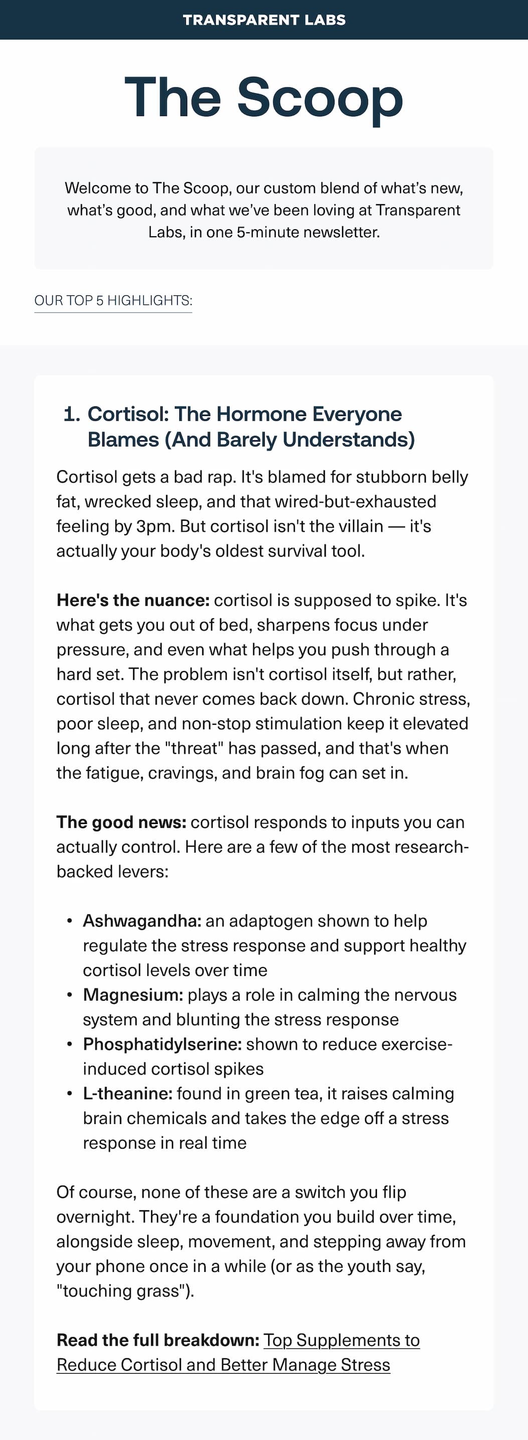 top 5 supplements for reducing cortisol