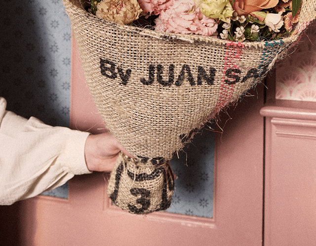 Seasonal Fresh Flowers In Coffee Sack Wrap