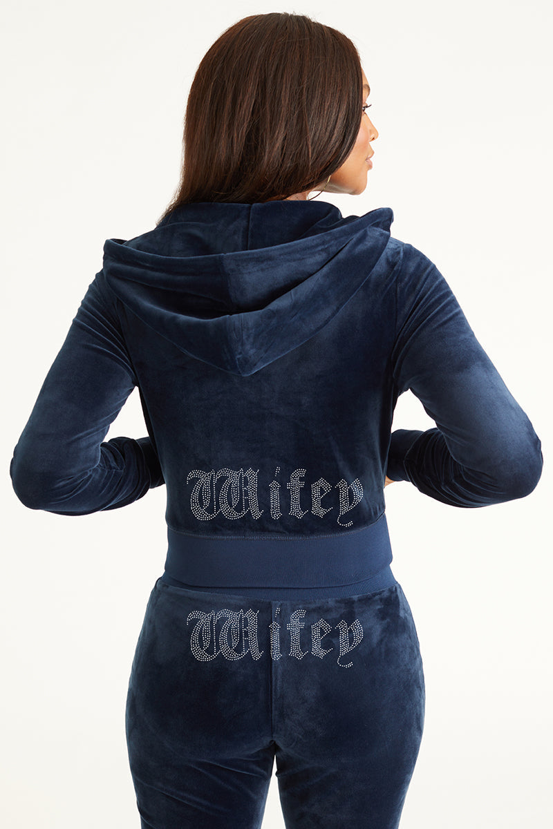 Image of Wifey Customizable Big Bling Velour Hoodie