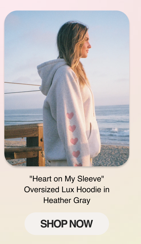 "Heart on My Sleeve" Oversized Lux Hoodie in Heather Gray