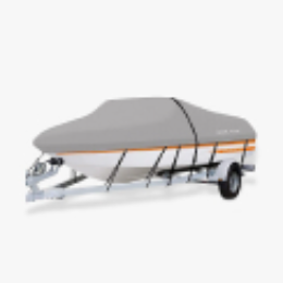A gray boat cover.