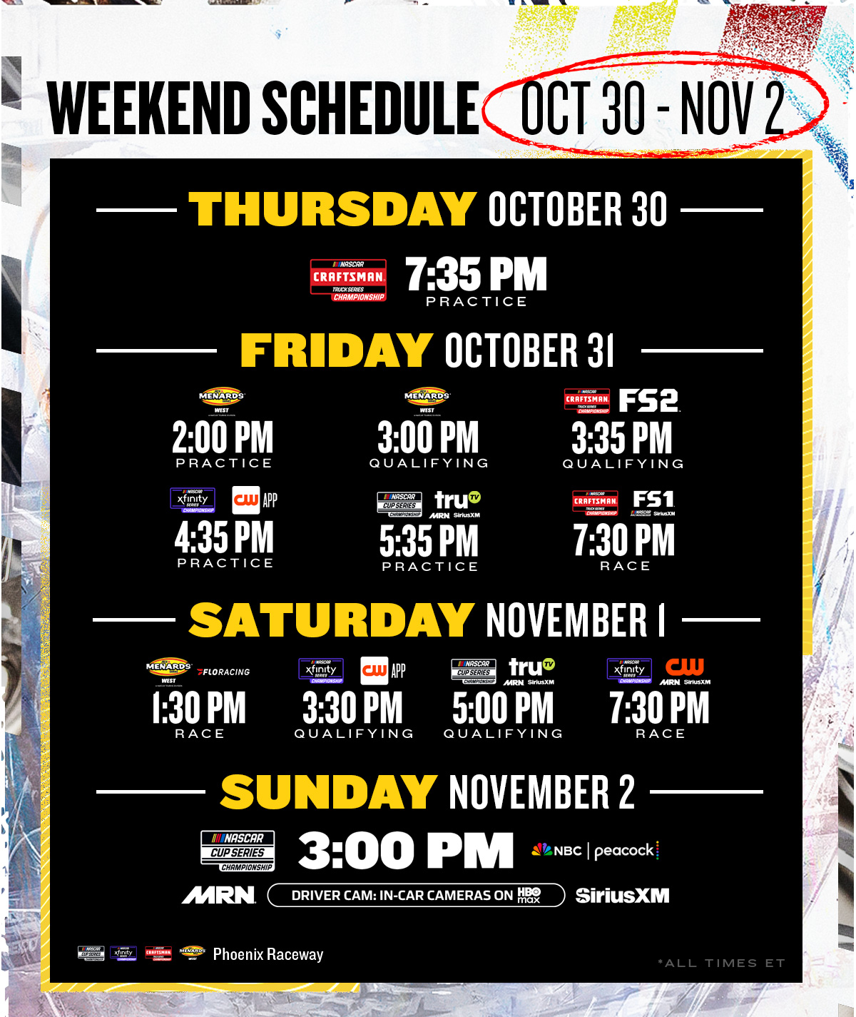 NASCAR Weekend Schedule