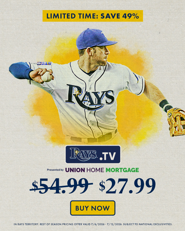 For a limited time, you can secure Rays.TV presented by Union Home Mortgage for just $27.99 for the remainder of the season.