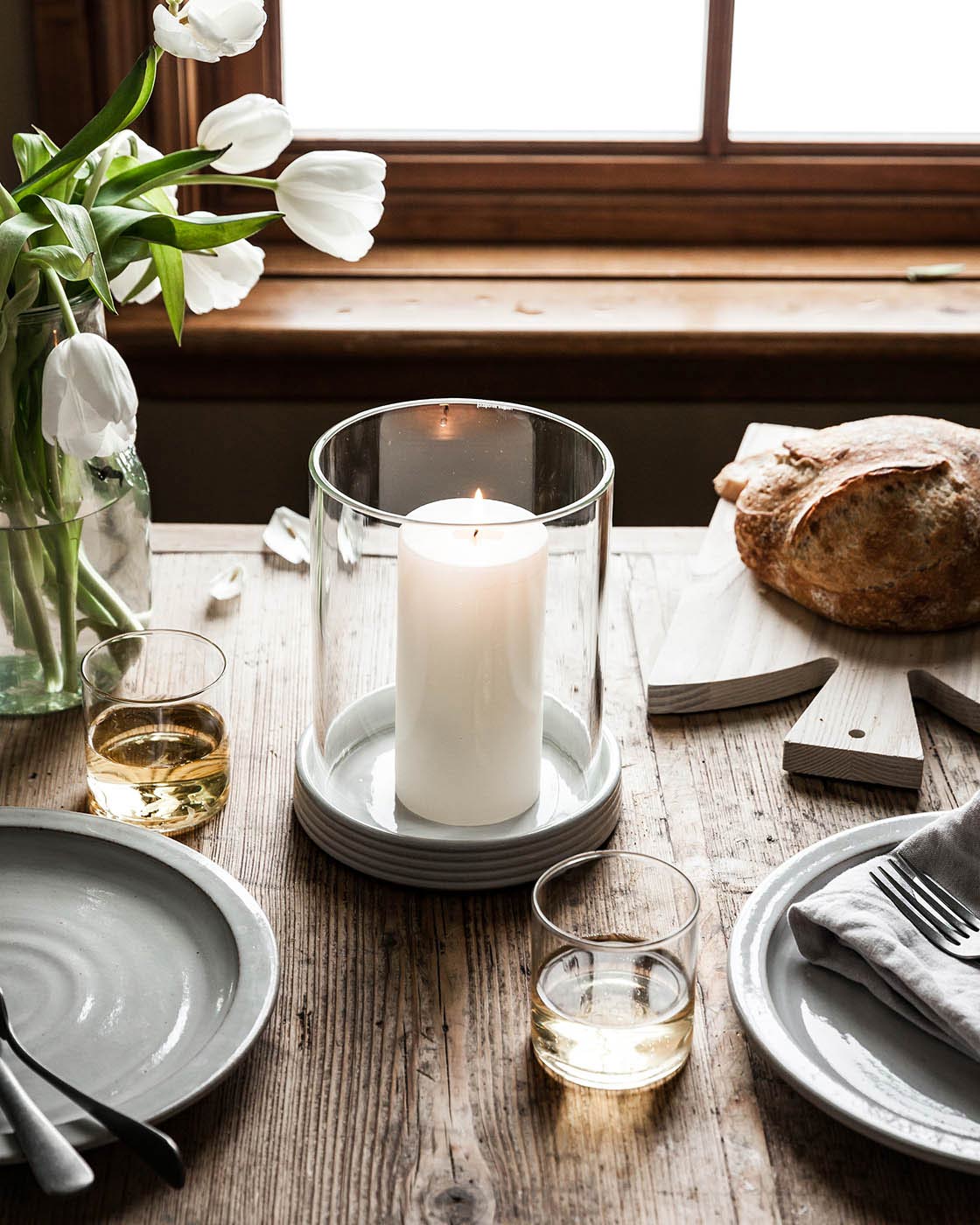 Hemlock Hurricanes with taper candles