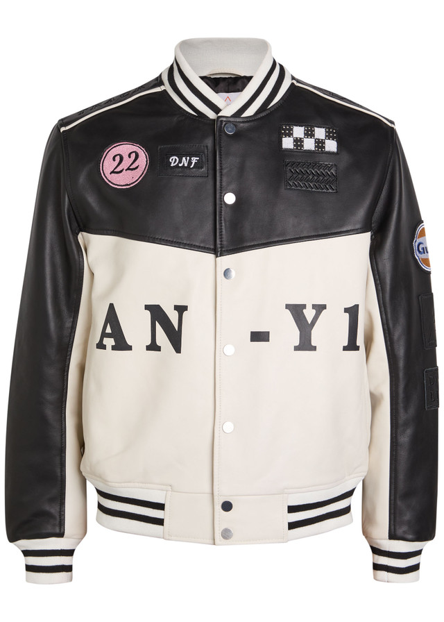 AN-Y1 Unisex appliquéd padded leather bomber jacket