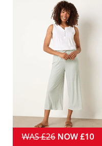 M&Co Sage Green Stripe Wide Leg Culottes