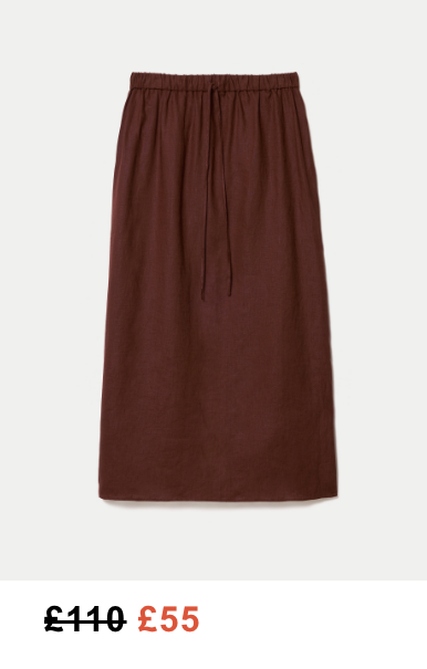 Linen Drawstring Maxi Skirt