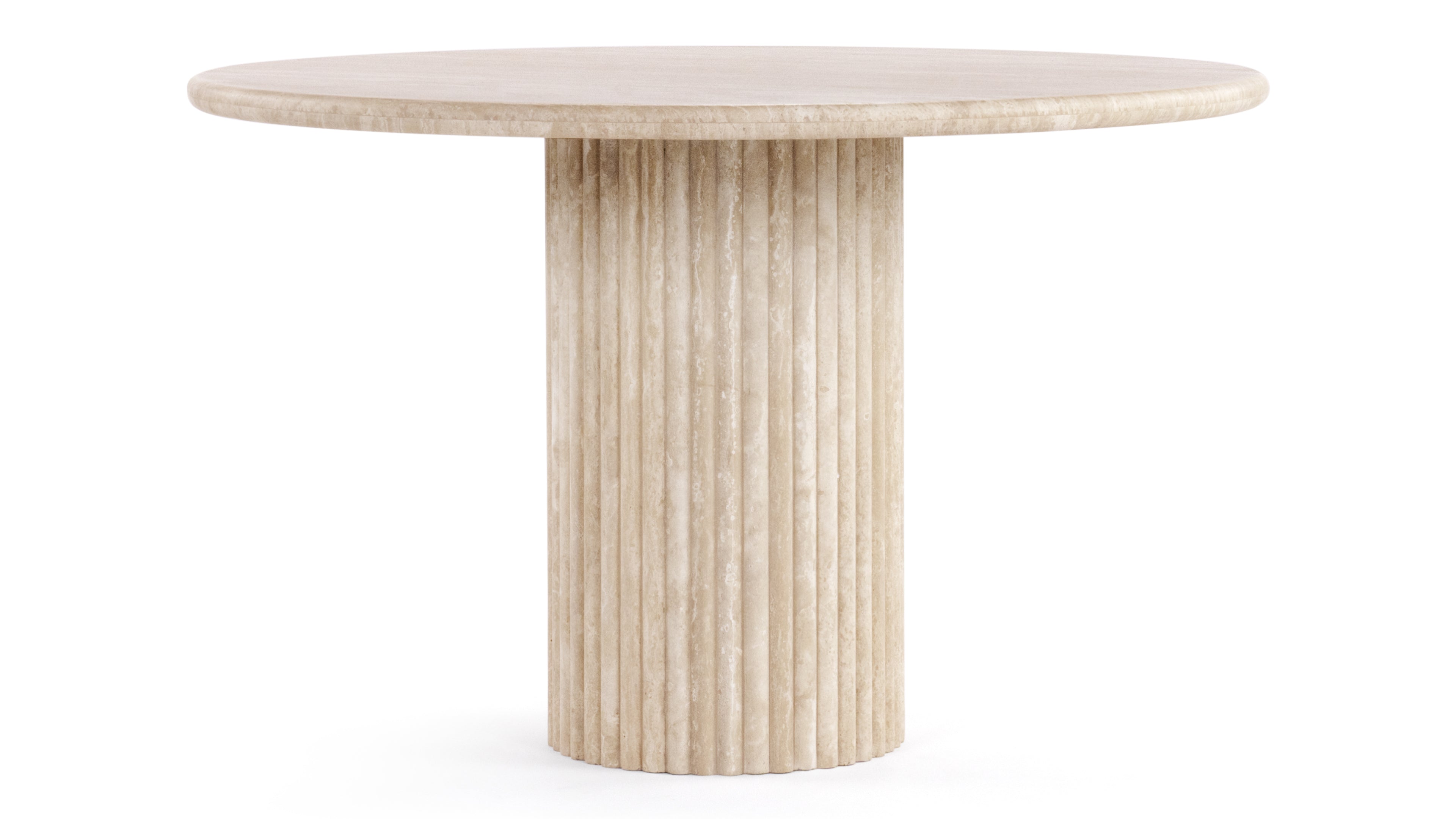Image of Saturn - Saturn Round Pedestal Dining Table, Travertine, 47in