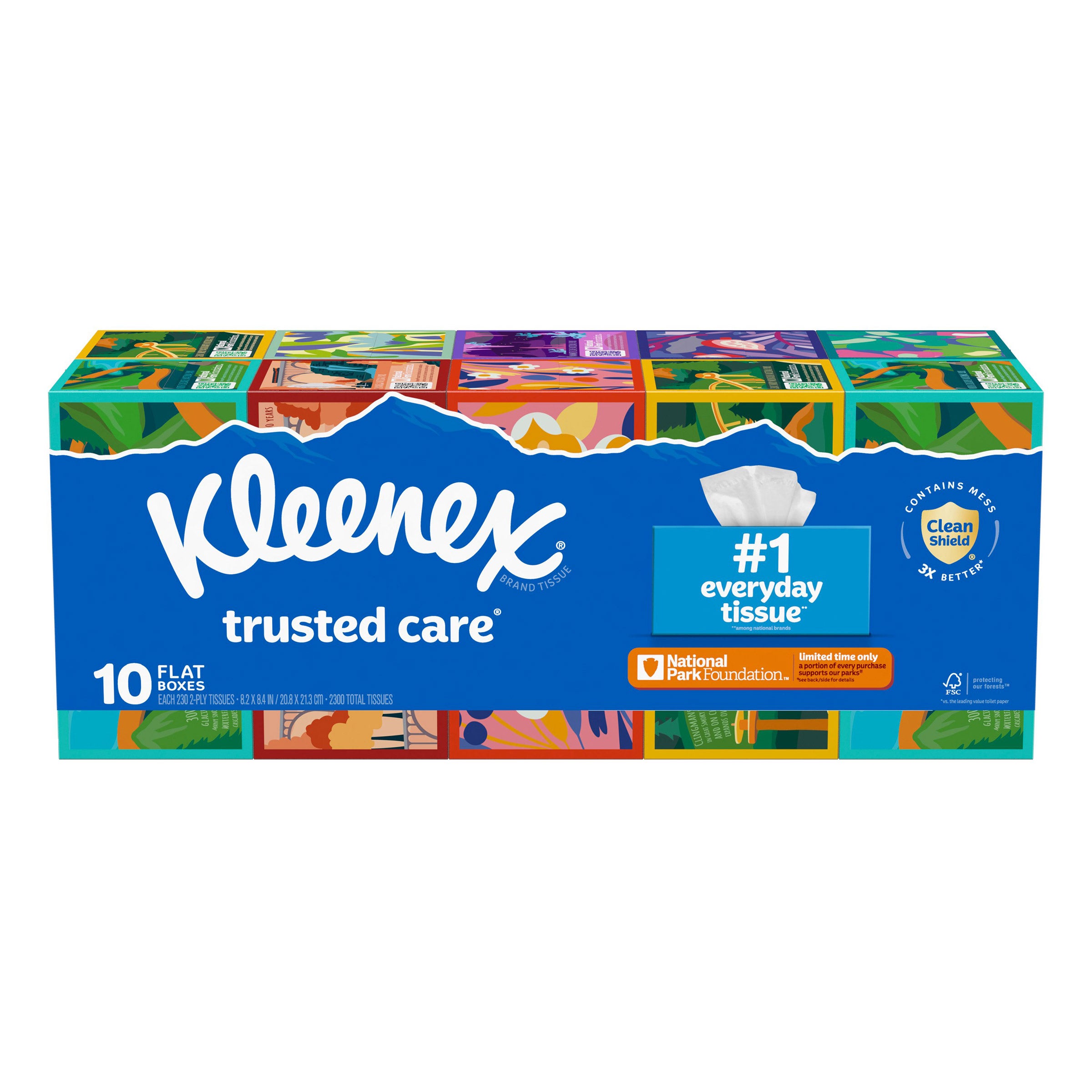 Kleenex Trusted Care Facial Tissue, 2-Ply, 230-Count, 10-Pack