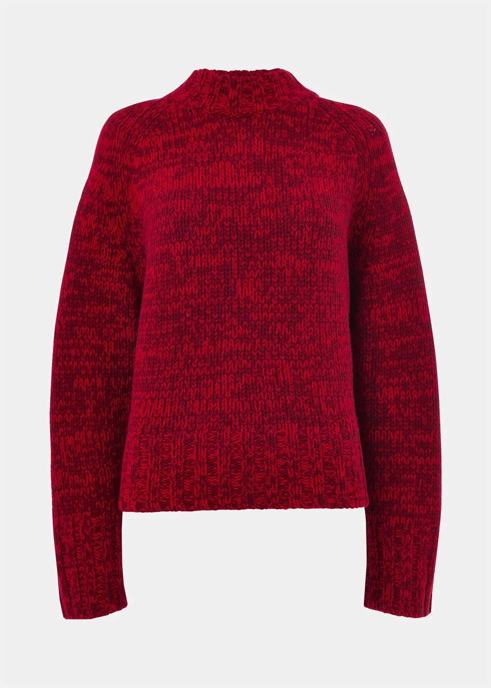Red Chunky Wool Fleck Knit