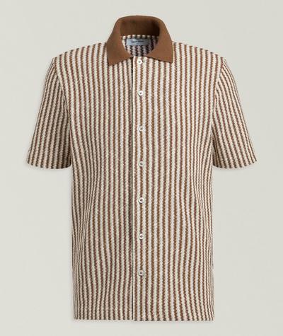 Gran Sasso -  Zig-Zag Cotton-Blend Knit Shirt