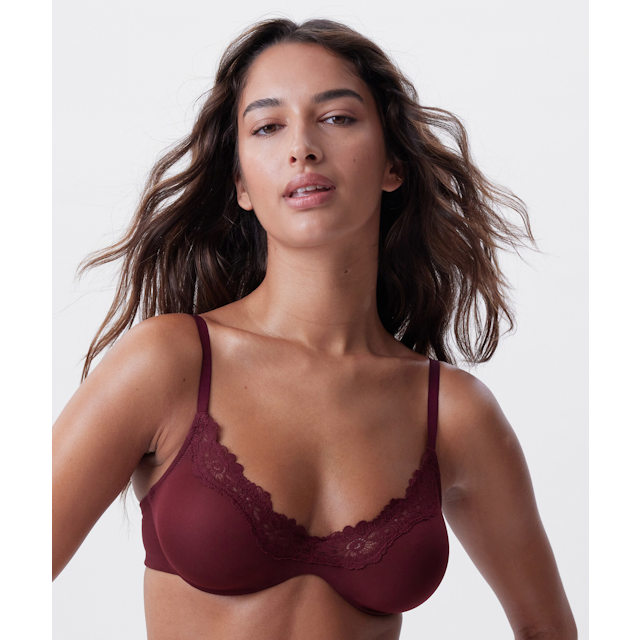 NKD Unlined Plunge Bra - Berry