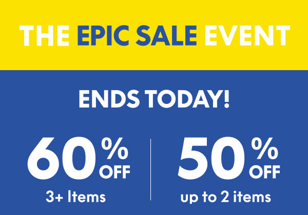 60% Off 3+ Items | 50% Off up to 2 Items